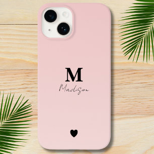 Coque Case-Mate iPhone Nom du monogramme minimaliste rose pâle