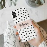 Case-Mate iPhone Case Nom du monogramme moderne | Points rose et noir Pa<br><div class="desc">Nom du monogramme moderne | Points rose et noir Pastel</div>