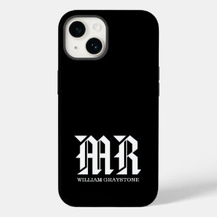 Coque Case-Mate iPhone Nom du monogramme MR Noir et blanc