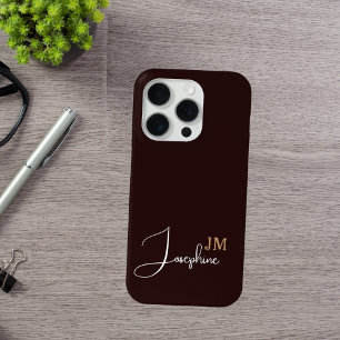 Coque iPhone 16 Pro Nom du monogramme or noir
