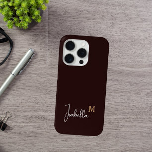 Coque iPhone 16 Pro Nom du monogramme or noir