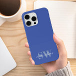 Case-Mate iPhone Case Nom du monogramme personnalisé bleu moderne<br><div class="desc">Monogramme personnalisé moderne coque iphone de nom</div>