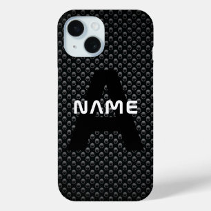 Coque Case-Mate iPhone Nom du monogramme personnalisé Texture noire et bl