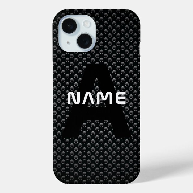 Coques Case-Mate iPhone Nom du monogramme personnalisé Texture noire et bl (Verso)