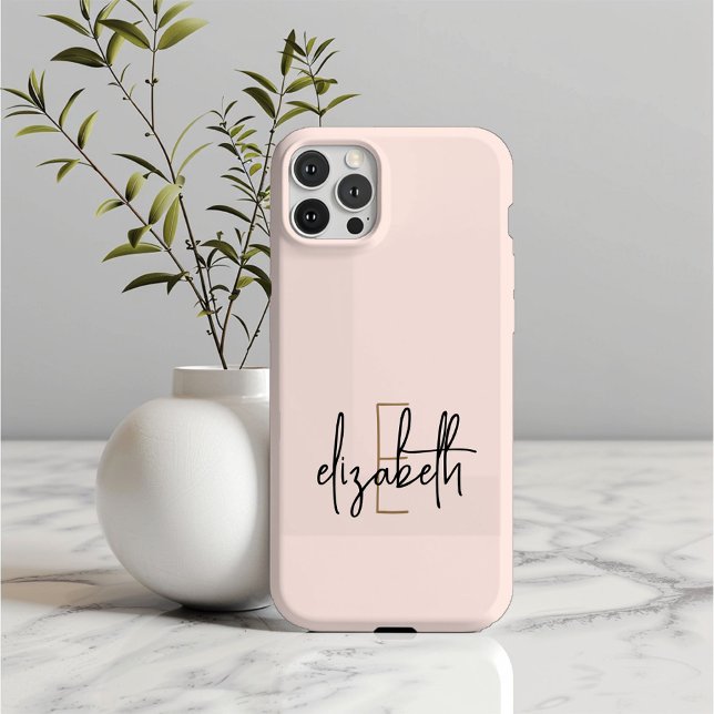 Coques Case-Mate iPhone Nom du monogramme Pink Gold Modern (Créateur téléchargé)