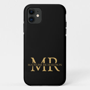 Case-Mate iPhone Case Nom du monogramme professionnel Black Gold Initial