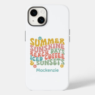 Coque Case-Mate iPhone Nom du monogramme rose d'été Super