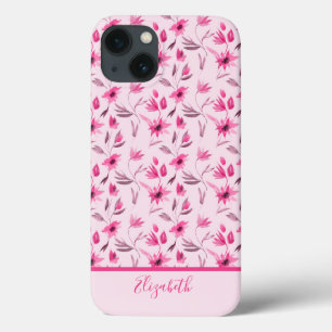 Case-Mate iPhone Case Nom du monogramme Script rose floral élégant tenda