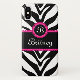 Coque Case-Mate iPhone Nom du monogramme Zebra