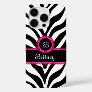 Coques iPhone 16 Pro Nom du monogramme Zebra