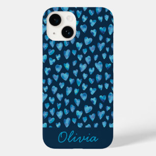 Coque Case-Mate iPhone Nom du motif de l'aquarelle bleue