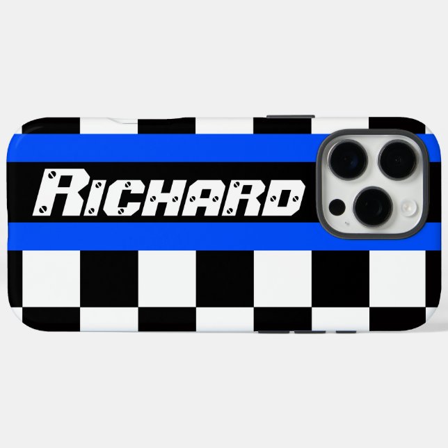 Coques Case-Mate iPhone Nom du motif de l'indicateur à damiers sport autom (Verso (horizontal))