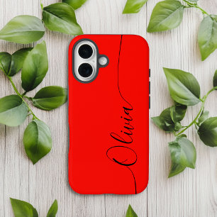 Coque Case-Mate iPhone Nom du script de calligraphie rouge noir élégant