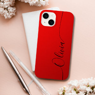 Coque Case-Mate iPhone Nom du script de calligraphie rouge noir élégant