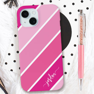 Coque Case-Mate iPhone Nom du script de fille mignonne Motif de bandes ro