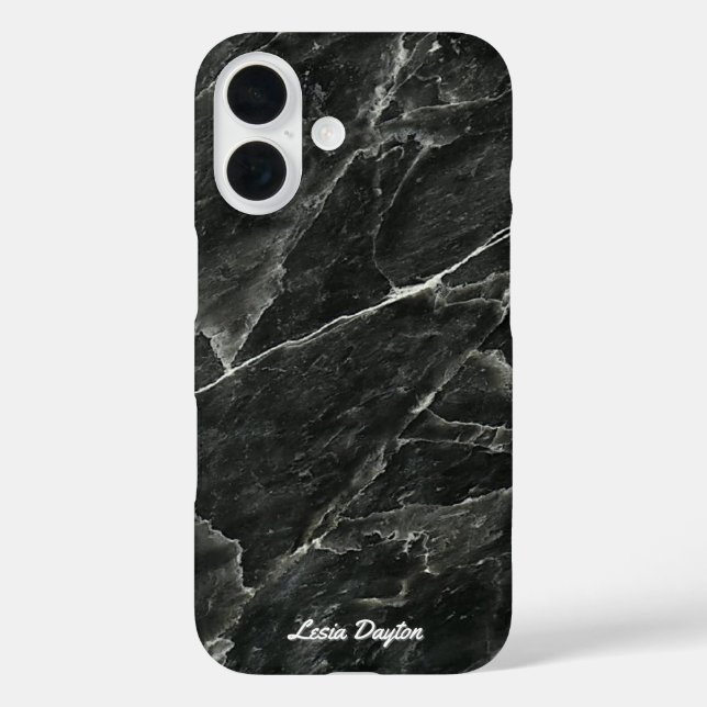 Coques Case-Mate iPhone Nom du script en marbre noir (Verso)