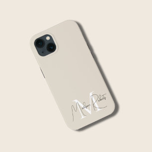 Case-Mate iPhone Case Nom du script monogramme moderne logo beige