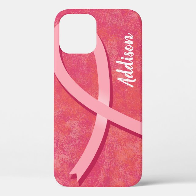 Coques Case-Mate iPhone Nom du survivant du cancer du sein Ruban rose (Verso)