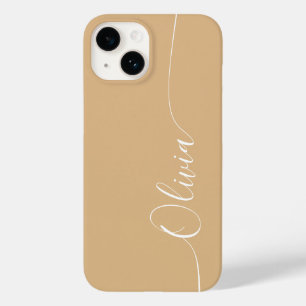Coque Case-Mate iPhone Nom élégant écriture calligraphique marron blanc