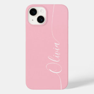 Coque Case-Mate iPhone Nom élégant en calligraphie rose blanc
