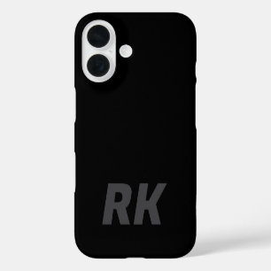 Coque Pour iPhone 16 Nom élégant moderne stylé minimal noir uni.