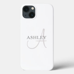 Case-Mate iPhone Case Nom élégant Monogramme Blanc et gris