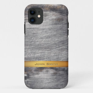 Coque Case-Mate iPhone Nom en acier grunge rayé de coutume en métal d'o