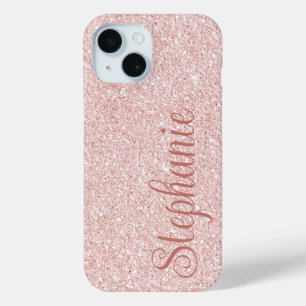 Coque Case-Mate iPhone Nom en écriture cursive rose gold pailleté
