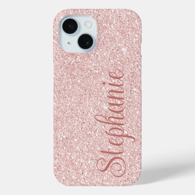 Coques Case-Mate iPhone Nom en écriture cursive rose gold pailleté (Verso)