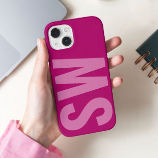 Coque iPhone 16 Pro Max Nom en gras Initiales Monogramme personnalisé rose
