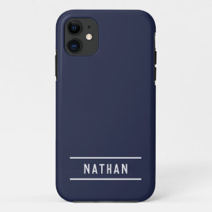 Case-Mate iPhone Case Nom en gras   Simple Navy Blue