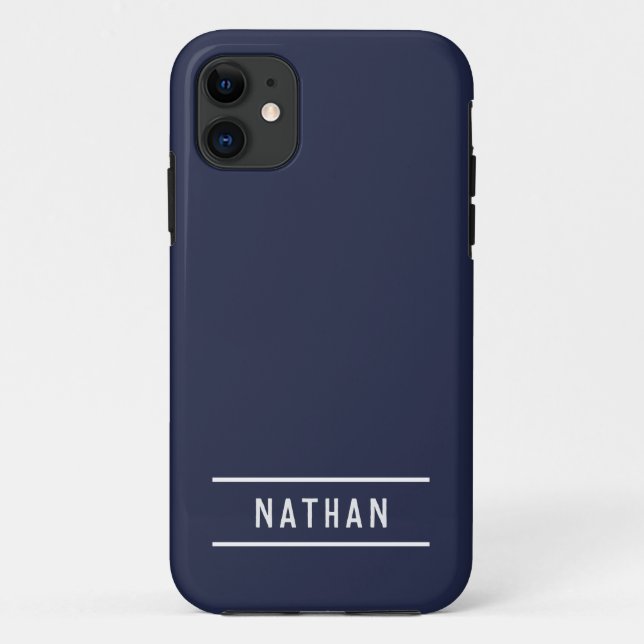 Coques Case-Mate iPhone Nom en gras | Simple Navy Blue (Dos)