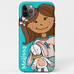 Coque iPhone 11 Pro Max Nom enfant fille bouddles aqua pêche