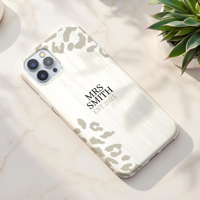 Coques Case-Mate iPhone Nom et année personnalisés de l'Empreinte de léopa (Créateur téléchargé)