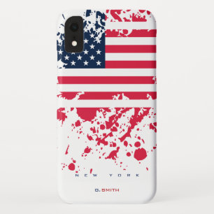 Case-Mate iPhone Case Nom et état personnalisés  Grunge US American Fl