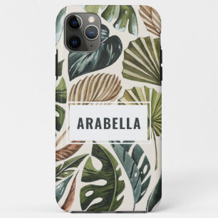 Case-Mate iPhone Case Nom et initiale personnalisés de la feuille tropic