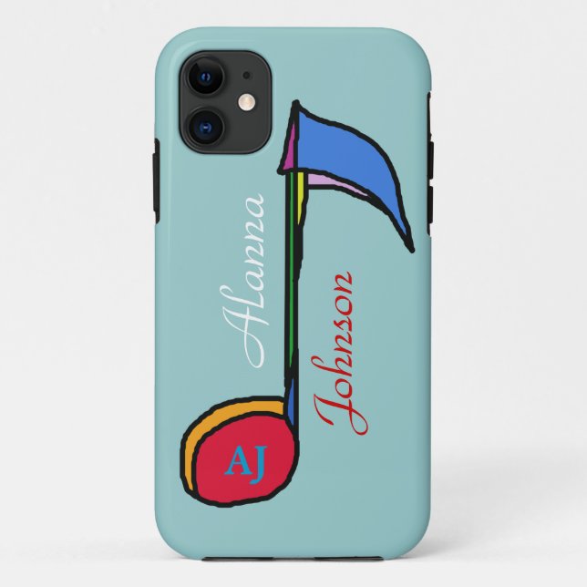 Coques Case-Mate iPhone nom et initiales personnalisés de la musique (Dos)