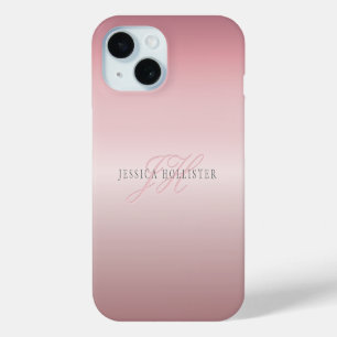 Coque Case-Mate iPhone Nom et monogramme Blush en FAUX or rose doux