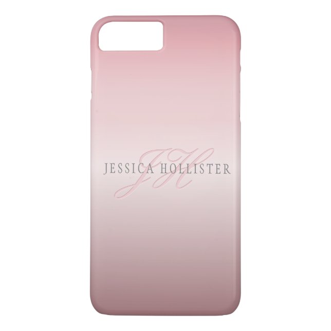 Coques Case-Mate iPhone Nom et monogramme | Blush en FAUX or rose doux (Dos)