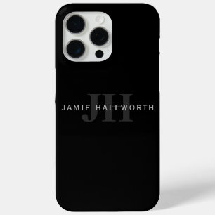 Coque Case-Mate iPhone Nom et monogramme modernes Gris et noir