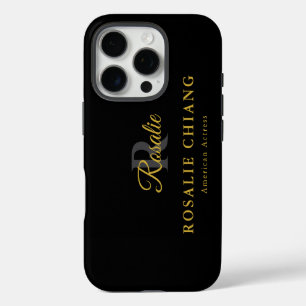 Coque iPhone 16 Pro Nom et titre personnalisés avec monogramme