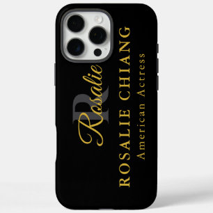 Coque iPhone 16 Pro Max Nom et titre personnalisés avec monogramme