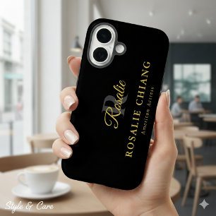 Coque Pour iPhone 16 Nom et titre personnalisés avec monogramme