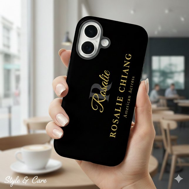 Coques Case-Mate iPhone Nom et titre personnalisés avec monogramme (Custom Name & Title with Monogram Case-Mate iPhone Case)