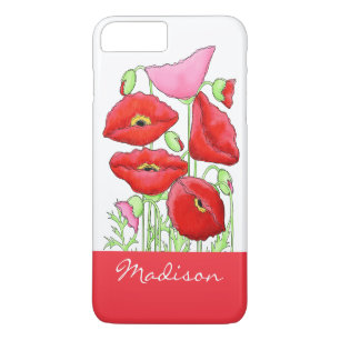 Etui iPhone Case-Mate Nom fait sur commande d'art rose rouge de pavots