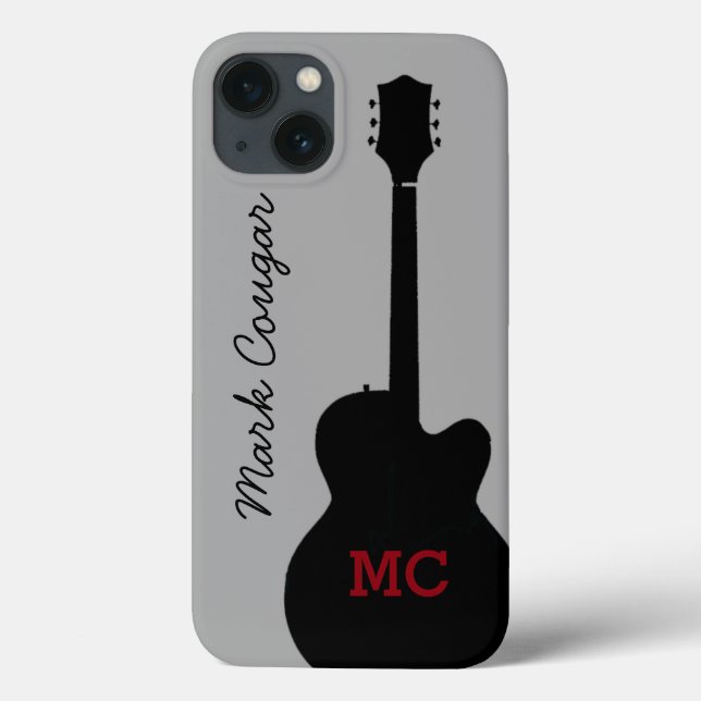 Coques Case-Mate iPhone nom fait sur commande et guitare noire de roche (Verso)