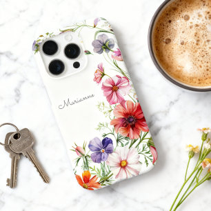 Coque iPhone 16 Pro Nom floral élégant personnalisé
