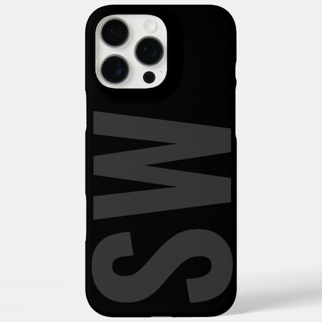 Coques Case-Mate iPhone Nom Gras moderne Initiales Noir Monogramme Personn (Verso)