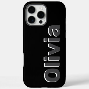 Coque iPhone 16 Pro Max Nom Gras Moderne Simple Noir & Gris