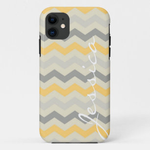 Coque Case-Mate Pour iPhone Nom id gris jaune chevron zigzag zig zag motif